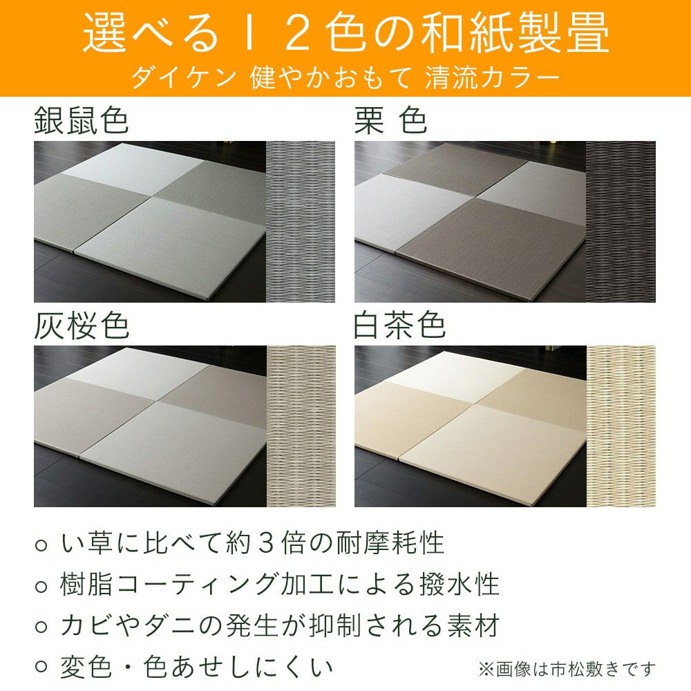 ダイケン 健やかおもて 清流カラーを使った縁なし畳の設置イメージ