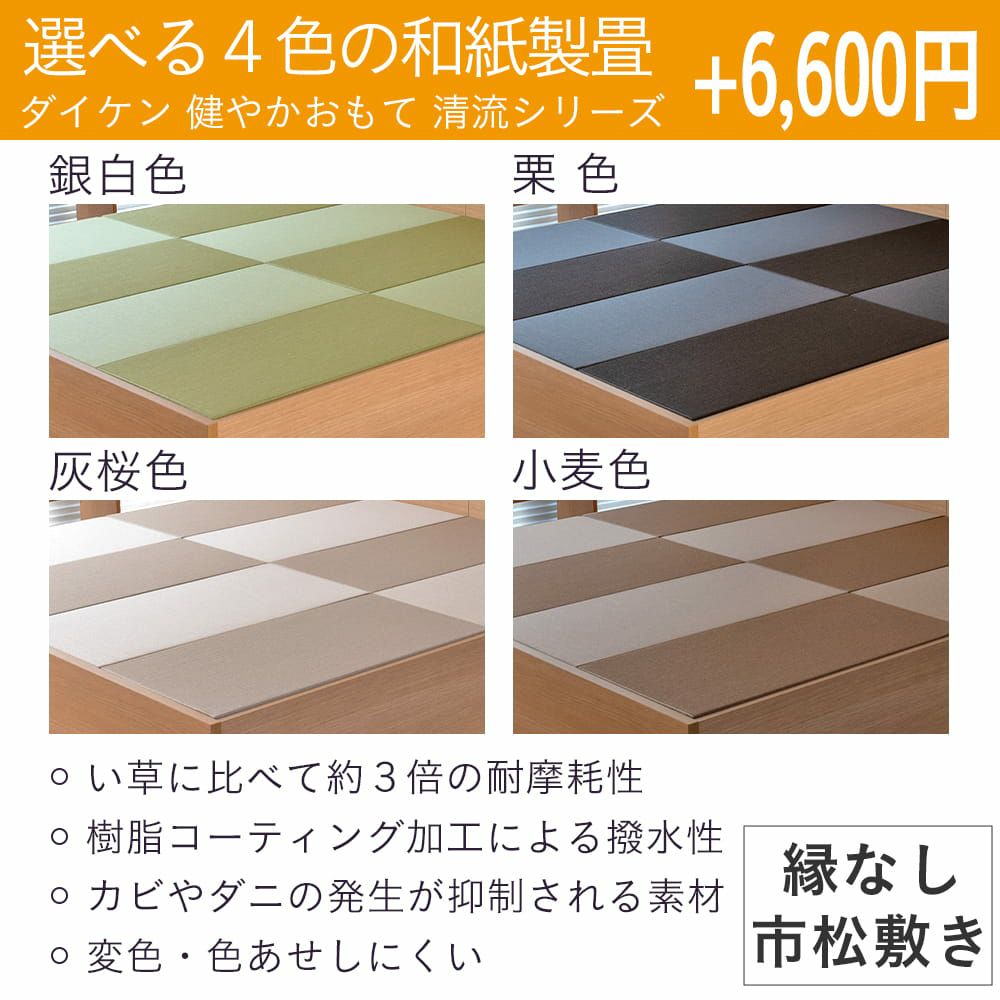 畳小上がりゴジのダイケン健やかおもてを使った国産和紙製畳のカラーバリエーション設置イメージと特徴