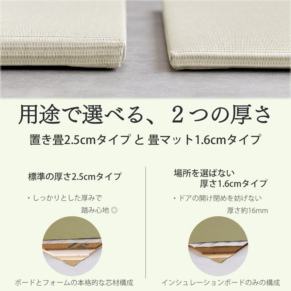 ホンカイで選べる25mmと16mmの厚さの違いを比較する画像